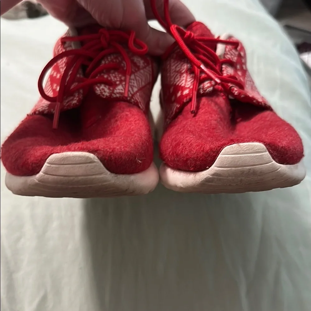 Nike Red and White Knit Holiday style Sneakers